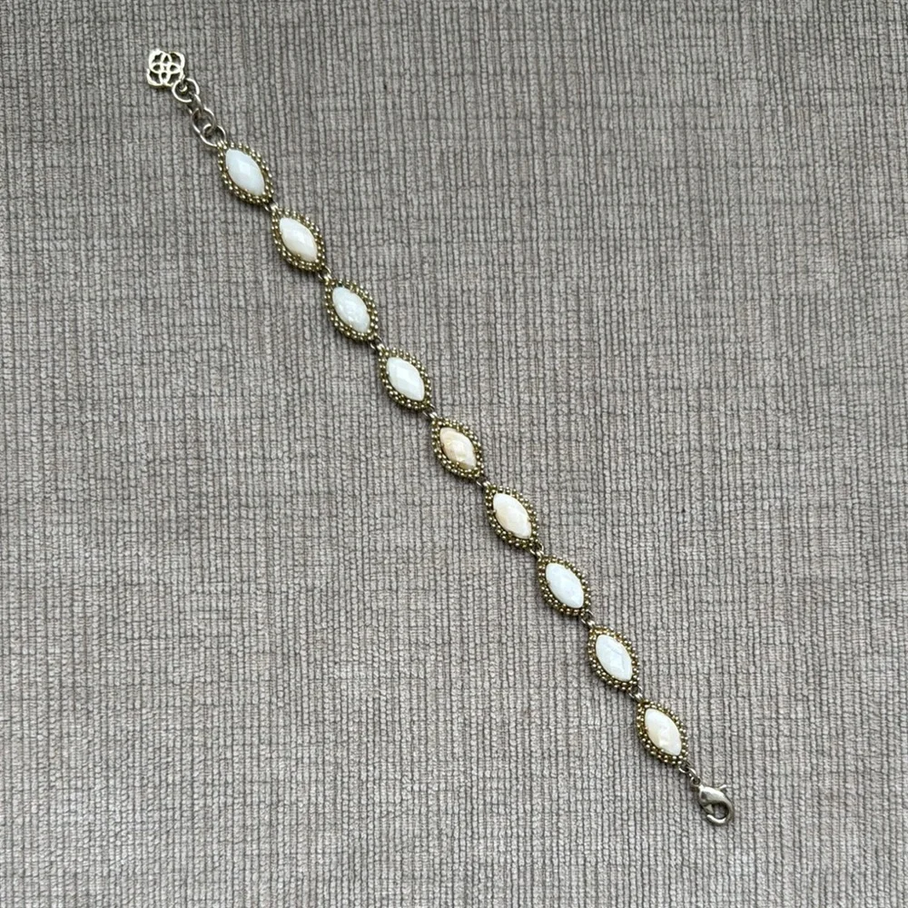 Kendra Scott White Marquise Stone Beaded Gold Bracelet